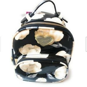 NEW BETSEY JOHNSON Mini Black Floral Backpack